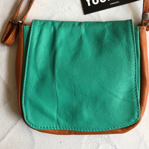 Seafoam Green and Tan Italian Leather Crossbody - Picture 5 of 8